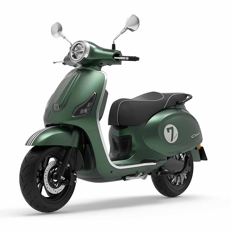 Zijkant groene scooter